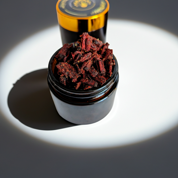 Jar of dried fruit on a dark background